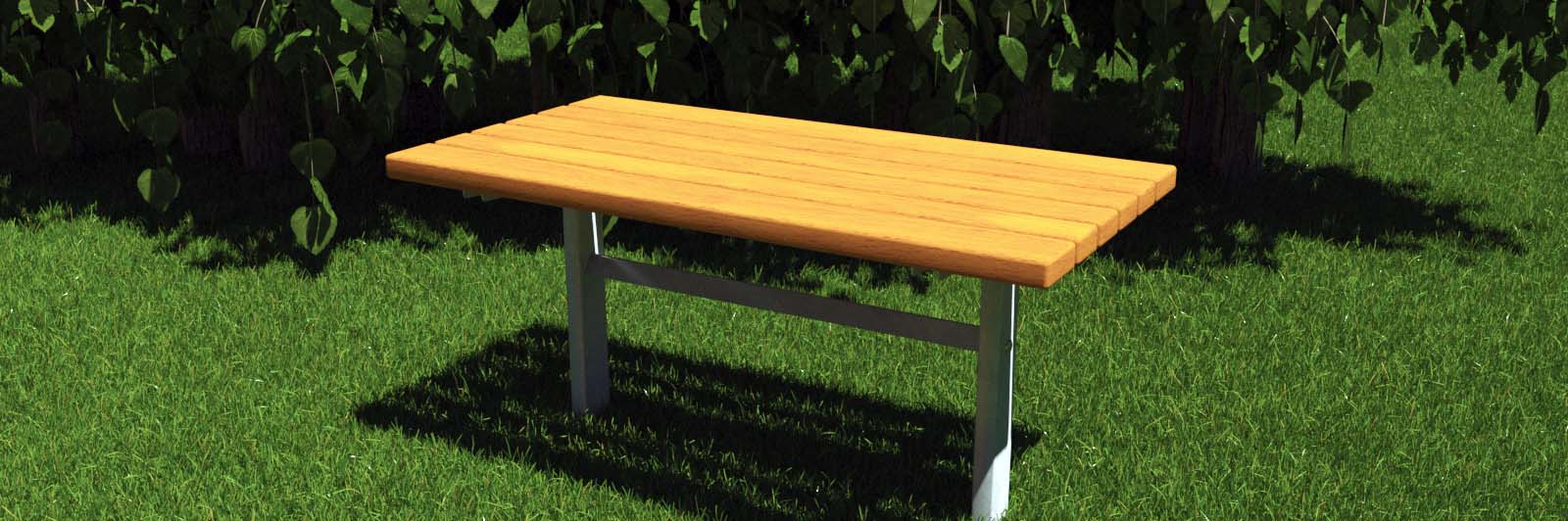 A rendered image of Hardwood park table for public and commercial spaces.